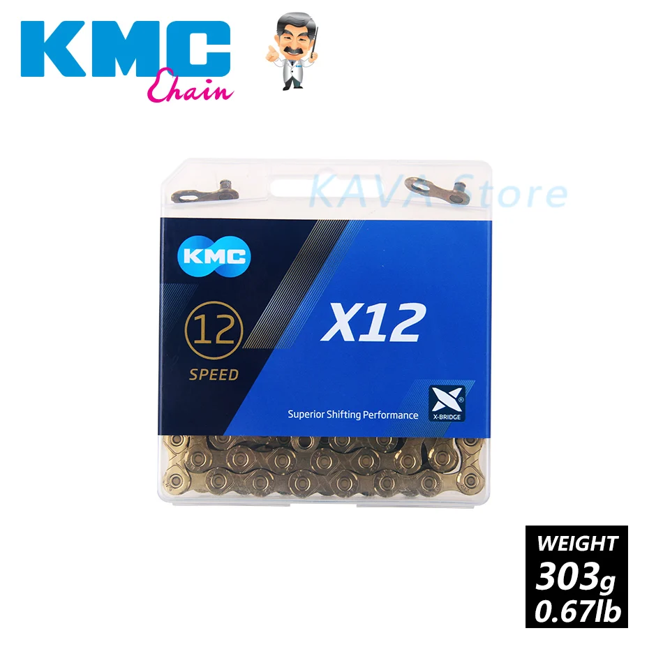 KMC X12 12 Скоростей 126L цепь для горного велосипеда Золотая, черно-золотая, серебристая и волшебная кнопка для MTB/шоссейного велосипеда - Цвет: X12 Gold 126 Link