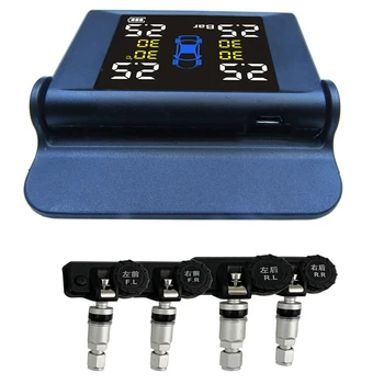 

Solar TPMS Car Tire Pressure Alarm Monitoring System Internal Automatic Alarm System Temperature Warning