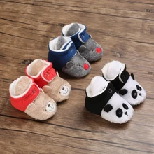 

Newborn baby winter cute cartoon plus velvet warm toddler shoes First Walkers baby non-slip soft-soled walking shoes