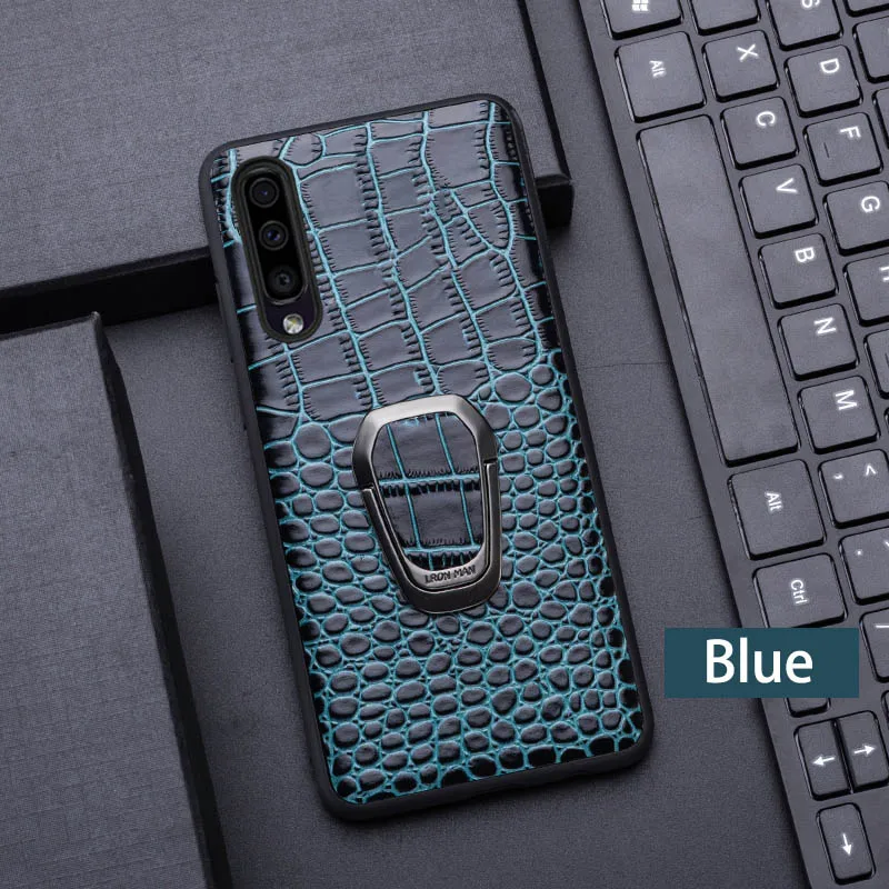 Blue Натуральная кожа чехол для телефона для samsung Galaxy A50 A70 A30 S7 S8 S9 S10e Plus Note 10 9 8 Plus для A5 A7 A8 J5 J6 J7 чехол - Цвет: Blue