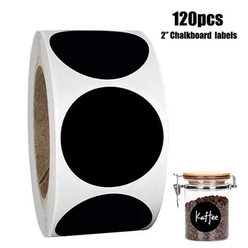 

120 Pieces / Roll Black Pvc Category Stickers Circular Black Board Stickers Handmade Label for Home Decoration Labels