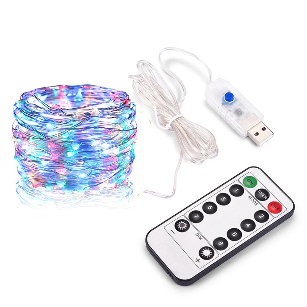 Home Energy Saving Remote Control Christmas Portable Fairy Easy Install Holiday Decoration Romantic String Light Copper Wire - Emitting Color: Colorful