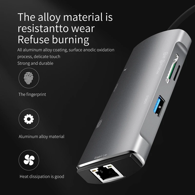 7 в 1 Usb 3,0 type-C концентратор для Ethernet+ 4K видео Hdmi Pd Rj45+ адаптер для зарядного порта+ слот Sd/Micro-SD для Macbook Iphone huawei