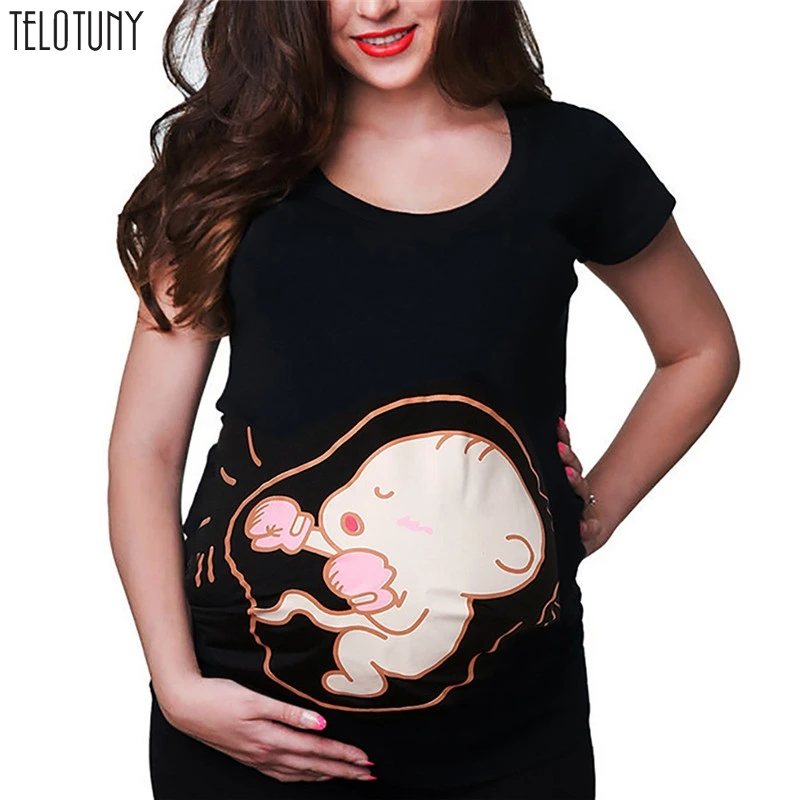 

Telotuny Tees Women T-shirts Cute Print Maternity Nursing Tops O-Neck Funny Short Sleeve Pregnancy T shirt for Pregnant Women