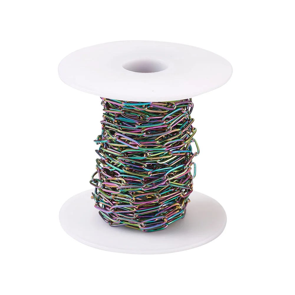 Pandahall 5m 304 Stainless Steel Paperclip Chains Link Chain Drawn Elongated Cable Chains for Jewelry Making DIY Bracelet Craft