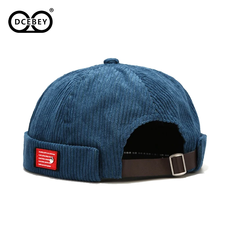 DCEBEY 2020New Fashion Autumn Winter Unisex Docker Sailor Cap High Quality Corduroy Couple Patch Landlord Hat Adjustable Beanie |