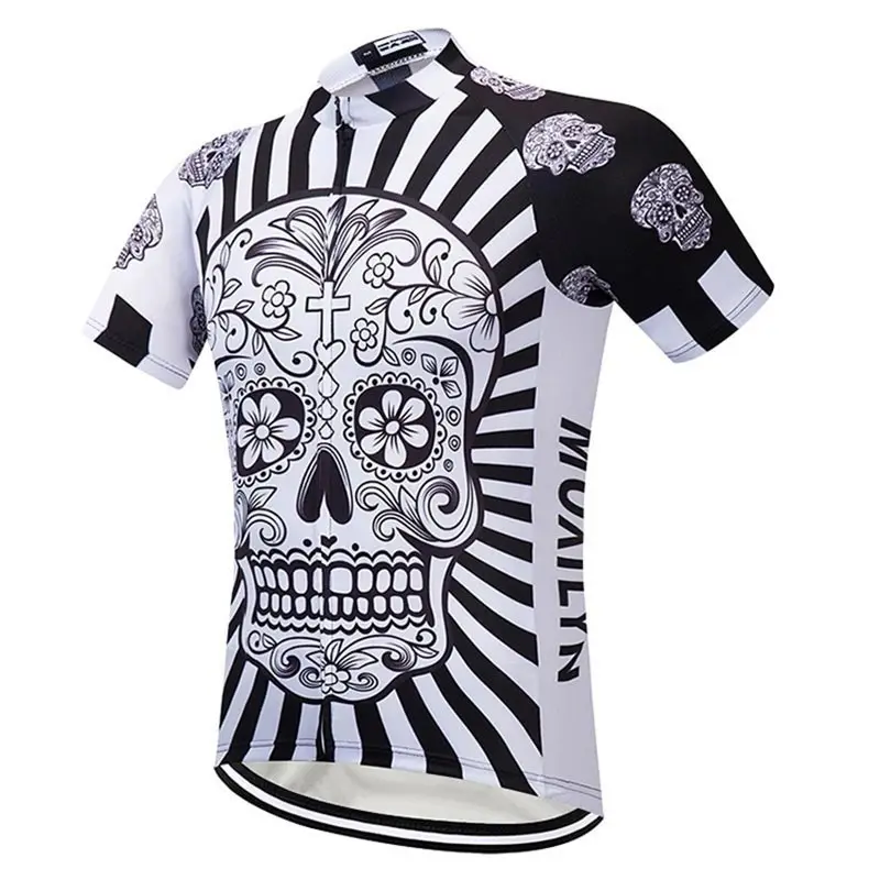 thumbnail image 1 of Camiseta de ciclismo con calavera blanca Moxilyn, ropa de ciclismo de manga corta para verano, transpirable y de secado rápido, ropa de ciclismo de montaña, 1 of 5