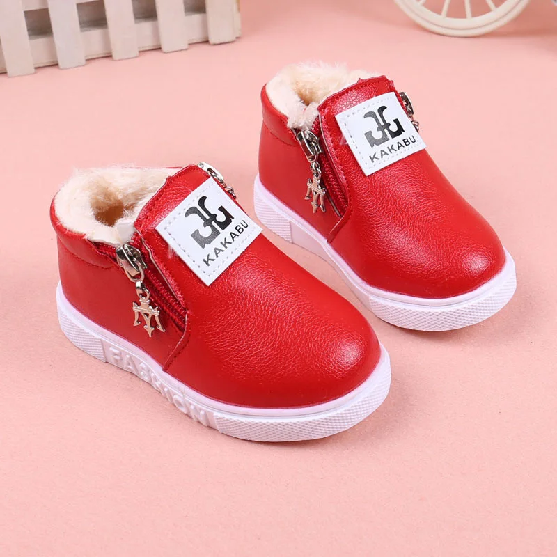 Girls Fashion Snowfield Booties Children Winter Comfort Soft Plush Martin Boots Kids Cute Solid Warm Cotton Flat Short Boot