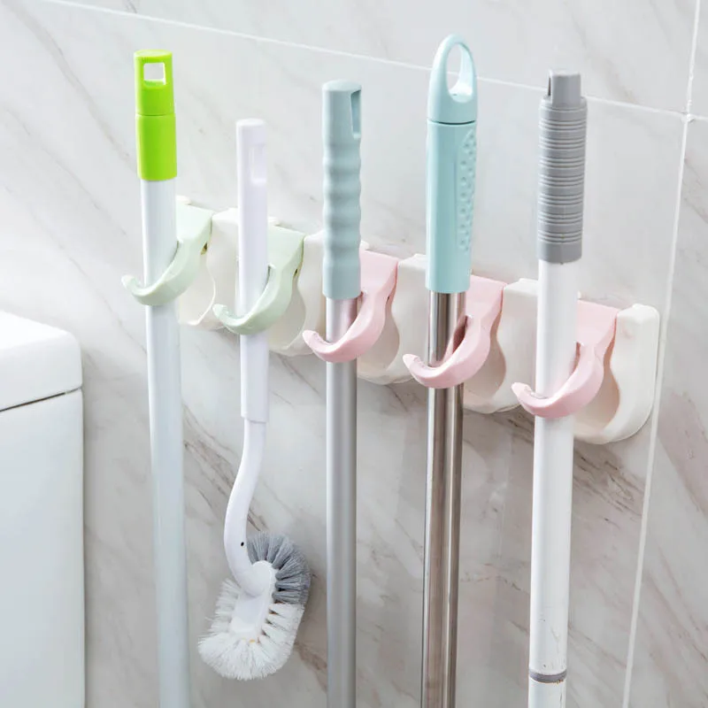 

Broom Hanger Wall Mounted Nail-free Mop Holder Suction Cup Bathroom Organizer Multifunctional Home Storage Rack 2/3 Hole