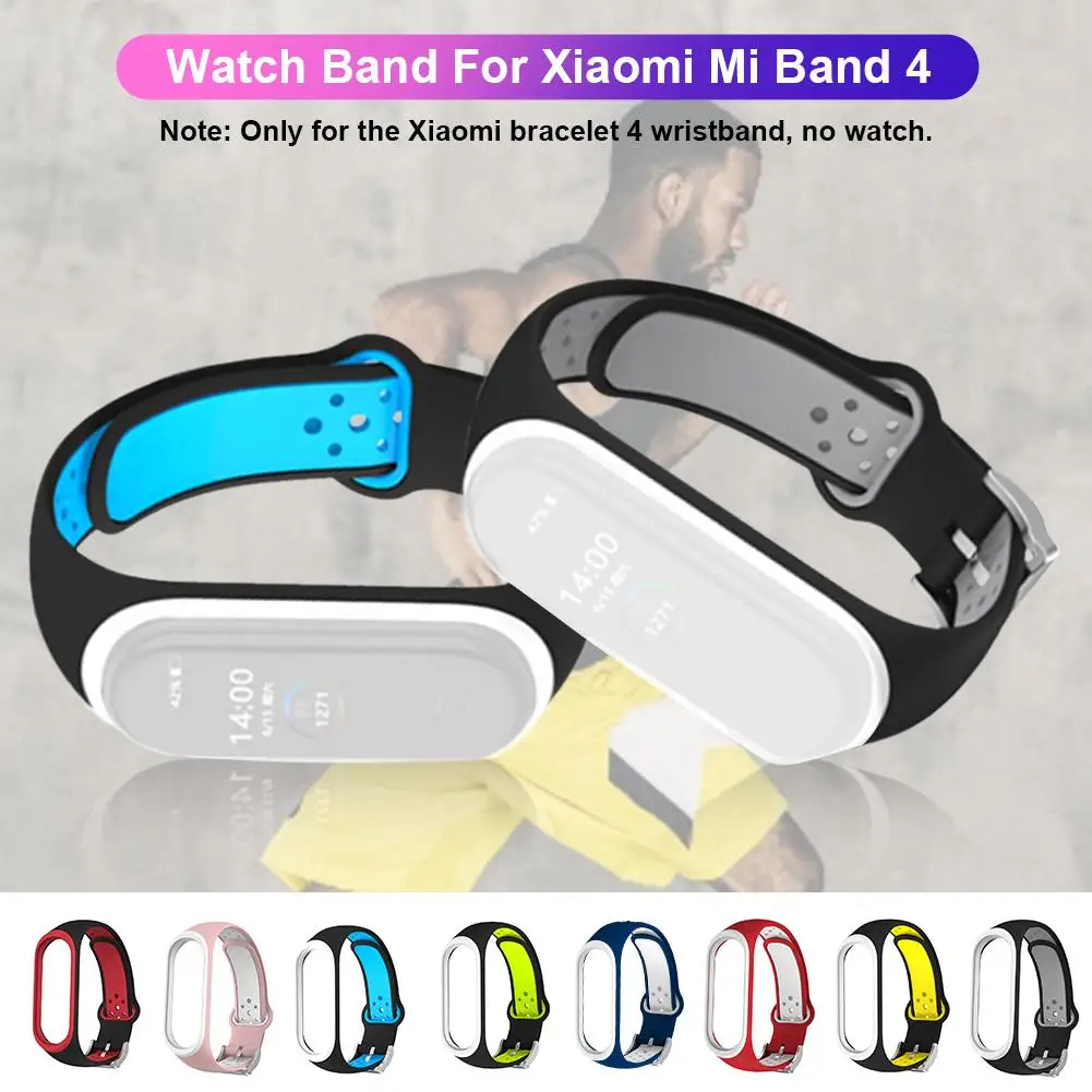 Для Xiaomi Miband 4 силиконовые ремешки для часов сменный ремешок на запястье два цвета часы ремешок спортивный браслет для Miband4 аксессуары