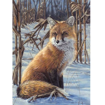 

DIY Coloring By Numbers Animal Acrylic Paint Decor For Home Unframe Oil Painting By Numbers Fox Handmade Gift