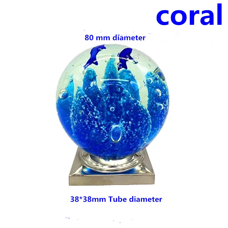 38X38 coral 304 квадратное сиденье из нержавеющей стали, хрустальный шар, соединительный шар, лестничные перила, уличное ограждение, украшение интерьера - Цвет: 38X38 coral