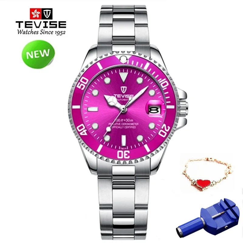

TEVISE Red Women Bracelet Watches Stainless Steel Ladies Quartz Waterproof Wrist Watches For Woman Casual Watch reloj mujer 2019