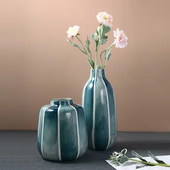 

Nordic Creative Small Fresh Kiln Becomes Blue Ceramic Vase Decoration Simple Home Living Room Flower Decoration