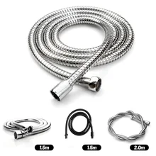 ZhangJi Stainless Steel Shower Hose Flexible Water Pipe 1.5M 2M Black Silver High Density Common Faucet Hose Bathroom Accessorie