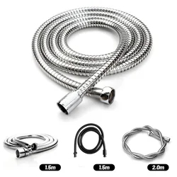 ZhangJi Stainless Steel Shower Hose Flexible Water Pipe 1.5M 2M Black Silver High Density Common Faucet Hose Bathroom Accessorie