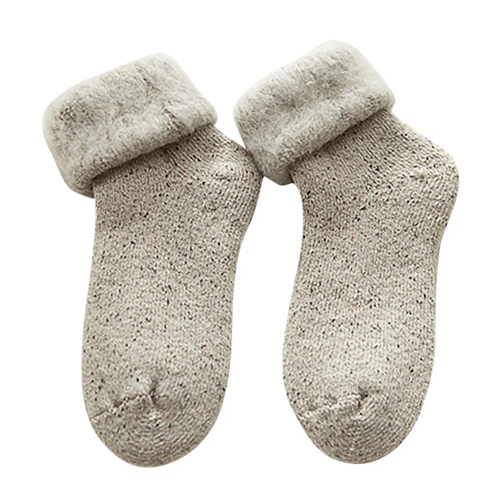 Женские однотонные зимние Бархатные носки, сохраняющие тепло, для сна, домашние носки-тапочки, Осень-зима, модные, дикие, подарок на день рождения, праздник - Цвет: KH