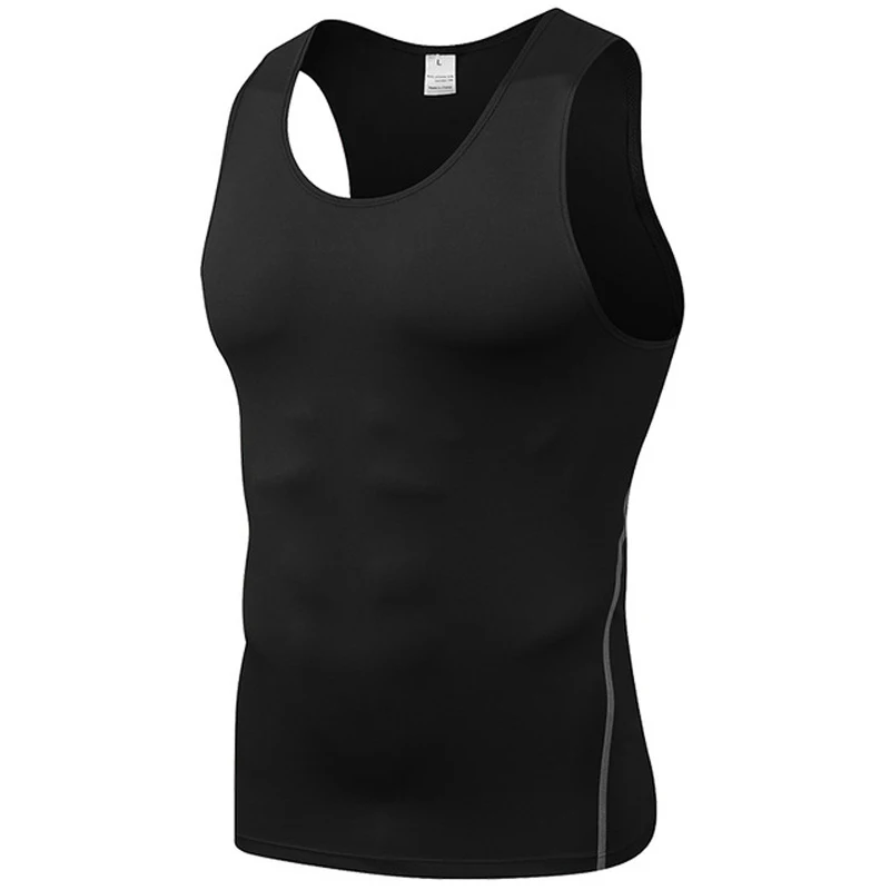 

Men Quick Dry Running Vest Sleeveless Tank Tops Tights Compression Bodybuilding Gym Fitness Training Outdoor Sports Shirts