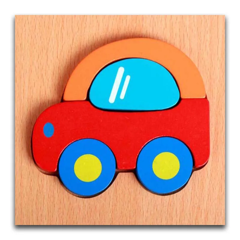 Car С объемным маленьким деревянный 3D головоломки деревянные игрушки для детей мультфильм животных головоломки разведки детские развивающие - Цвет: Car