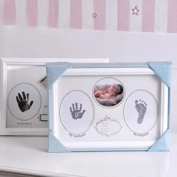 

Baby Newborn Hand and Foot Prints Full Moon Hundred Days Infants Commemorative Frame Wooden Photo Frames Gifts U50F