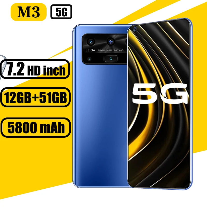 Teléfono Móvil 5G M3, versión Global, 12GB + 512GB, pantalla HD de 7,2 pulgadas, 16 + 32MP, red 4G/5G
