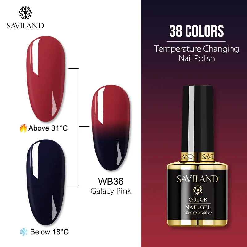 Saviland 15 мл Хамелеон цвета УФ Гель-лак для ногтей изменение температуры Цвет гель лак термо Полупостоянный Лаки лак для ногтей - Цвет: 10ml WB36