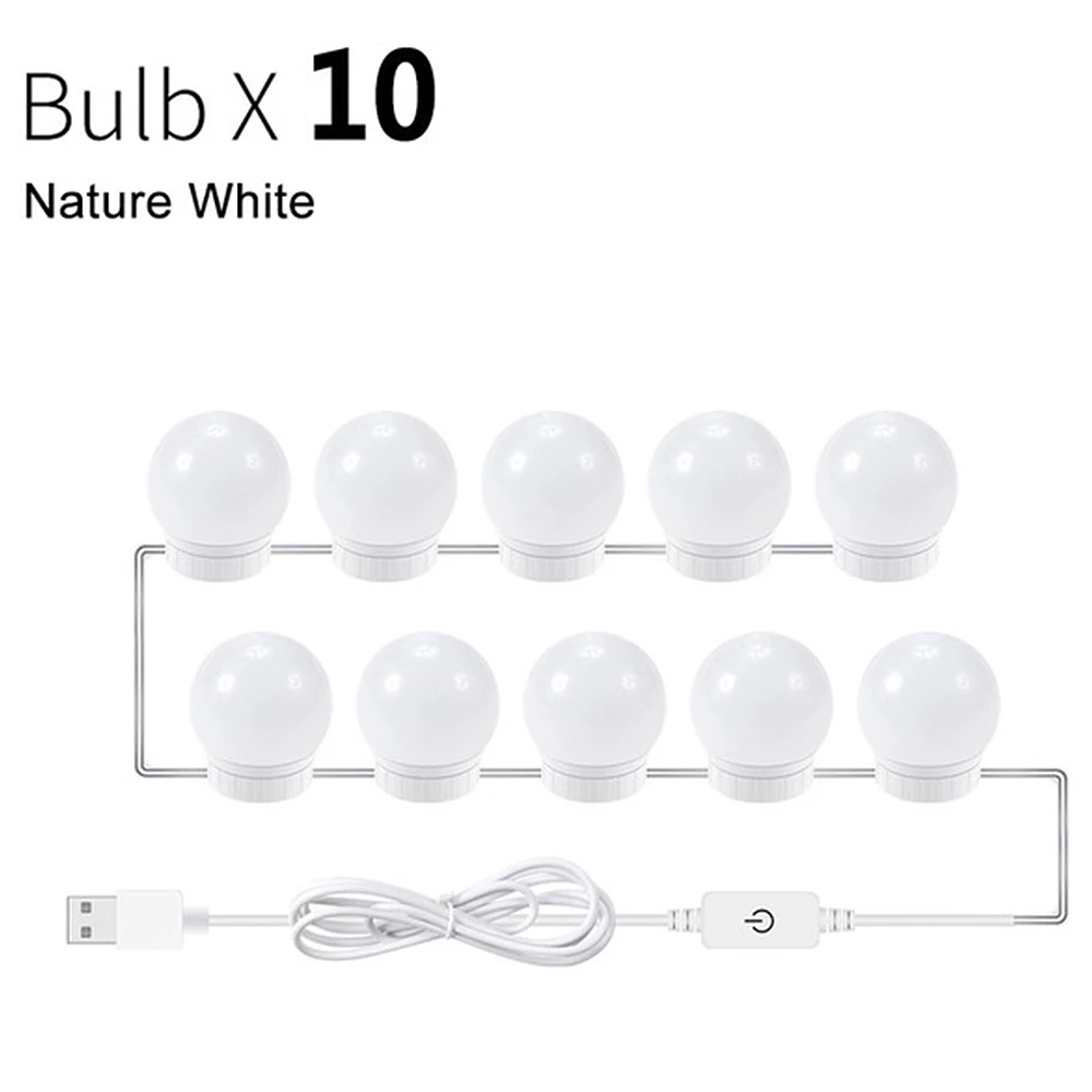 

Hollywood Style Vanity Mirror Lights Kit with 10 LED Light Bulbs Lighting Fixture Strip for Makeup Vanity Table Dressing