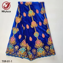 Milylace, дизайн, африканская Бархатная ткань с вышивкой, бархатная ткань с блестящими блестками, нигерийский дизайн для леди, платья TXR-01