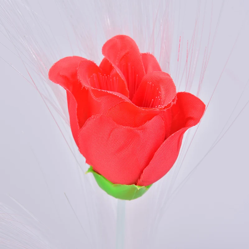 1Pc Colorful Decoration LED Optical Fiber Lamp Flower Rose Vase Blossom Night Light