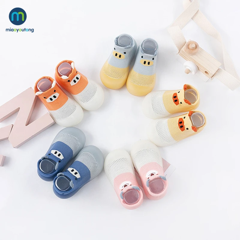 Miaoyoutong-zapatos Unisex para primeros pasos, calzado para bebé, primeros pasos, primeros pasos, suela de goma suave, Bootie de punto, antideslizante