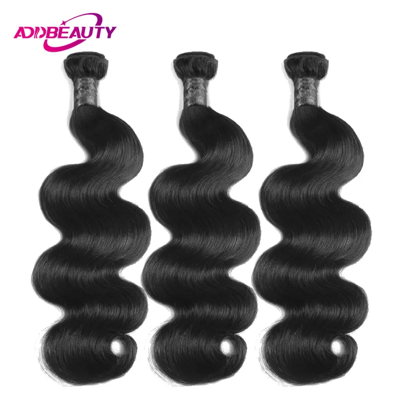 

AddBeauty Peruvian Body Wave 100% Human Remy Hair Bundles Deal 3 PCS Lot Extension Weave Natural Color Machine Double Weft Inch