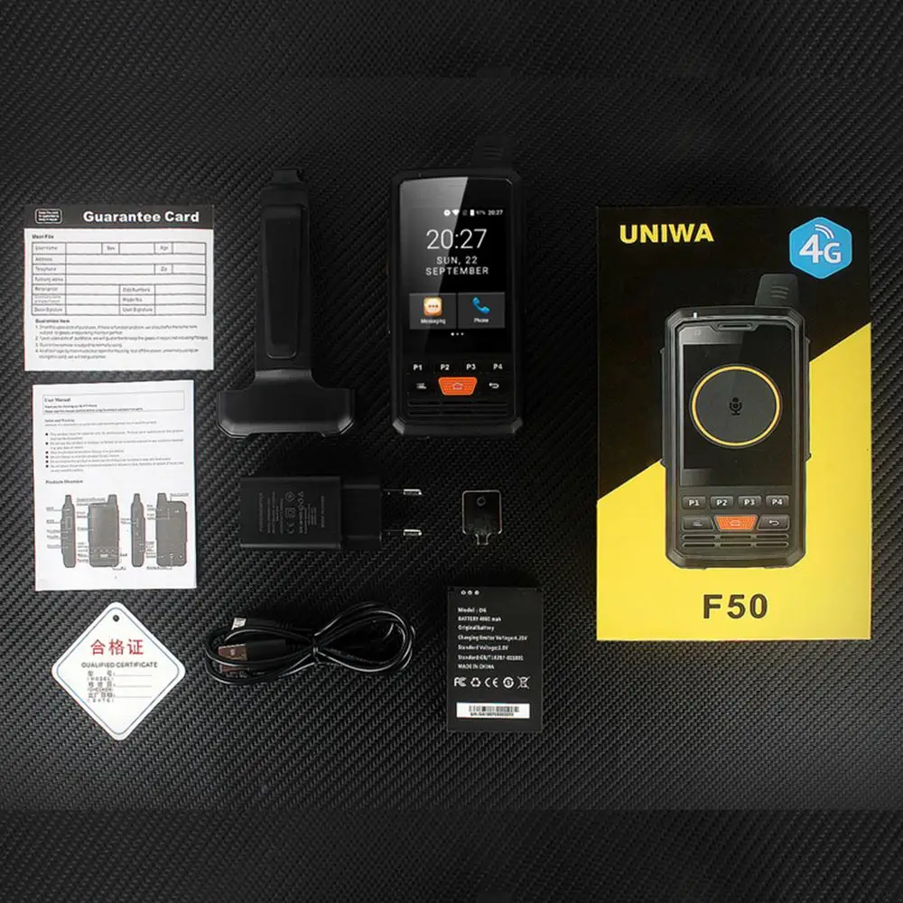UNIWA F50 4G LTE Global Zello прочная PTT рация 2,8 ''сенсорный экран 8 Гб rom 4000 мАч Android 6,0 Четырехъядерный 4G смартфон