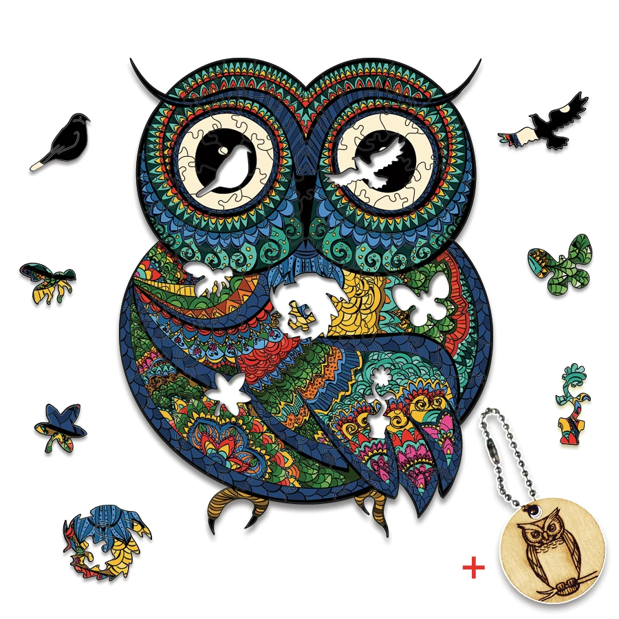 

2021 New Owl A5 3D Wooden Puzzle for Adults Children Wood DIY Crafts Animal Shaped Christmas Gift Wooden Jigsaw Puzzle Gift