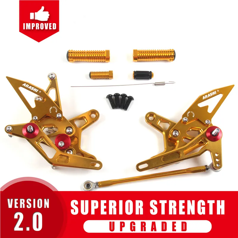 ARASHI NINJA ZX6R 2007 2008 ЧПУ Регулируемая подножка для ног для KAWASAKI ZX-6R Ninja Rearset подставка для ног ZX 6R ZX636 ZX 636 - Цвет: Gold