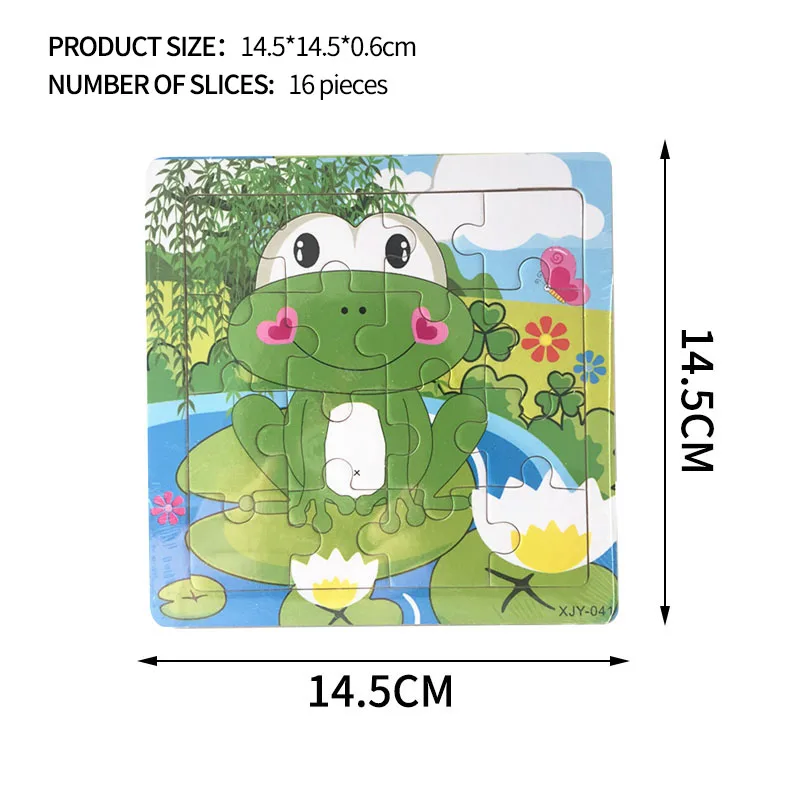 14,5x14,5 см деревянные пазлы, игрушки, Мультяшные животные, поезд, детская головоломка, обучающие игрушки для детей, рождественский подарок - Цвет: XJY-041