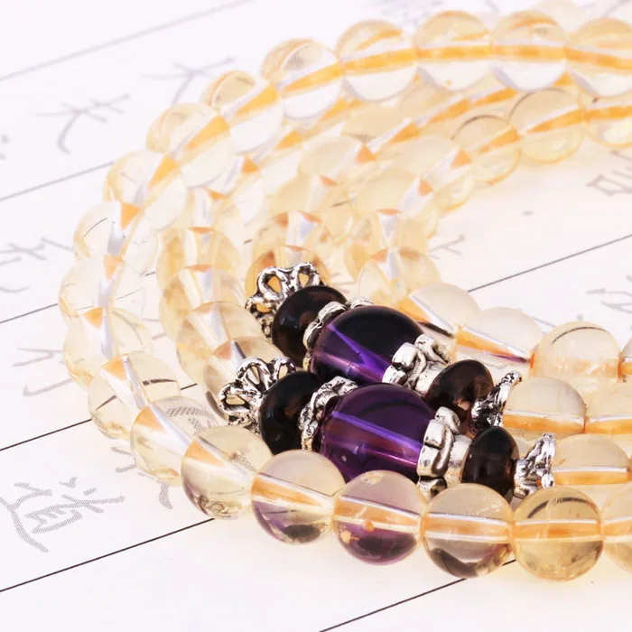 Light-up natural citrine 108 Buddha bead bracelet