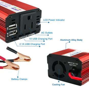 

150W Car Power Inverter 12V DC to 110V AC Converter with 3.1A Dual USB Car Charger GK99