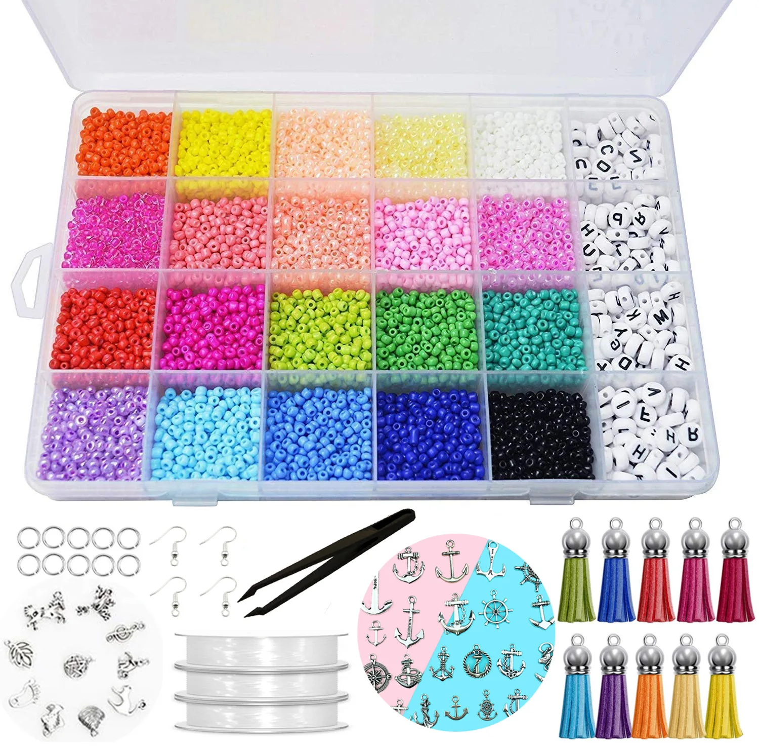 3MM Rainbow Color Seed Beads Kit Letter Bracelet Necklace Jewelry Making Set DIY Beaded Mixed Accessorie | Украшения и аксессуары