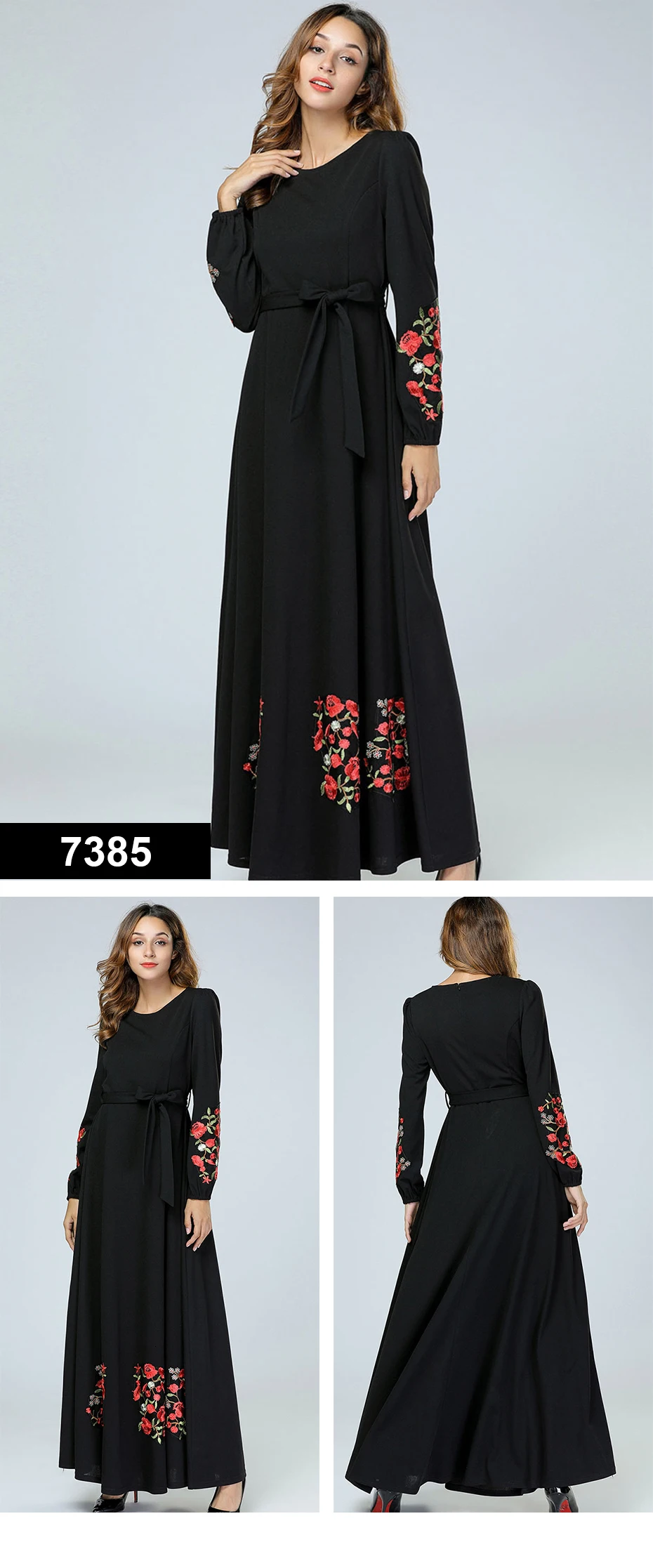 Прямая поставка, женское платье, платья макси, длинное, винтажное, Vestidos Verano Robe Femme, мусульманское, бохо, с вышивкой, свободное, с круглым вырезом, дешевая распродажа