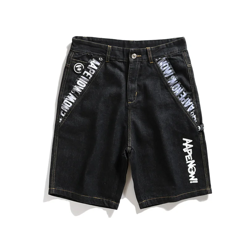 

2019 New Style Summer Shorts Short Jeans Loose-Fit Simple-Style Small round Standard Lettered Workwear Washable Pants