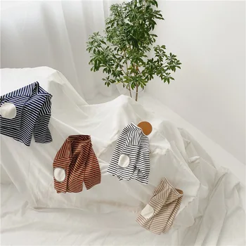 

3189 2020 Spring New Korean Boys And Girls' Neutral Striped Patch Casual T-shirt Base