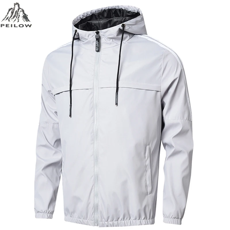 Spring autumn Mens Fashion Outerwear Men' S Windbreaker stripe Jackets Hooded Casual Sporting gym joggers Coats size M~7XL 8XL