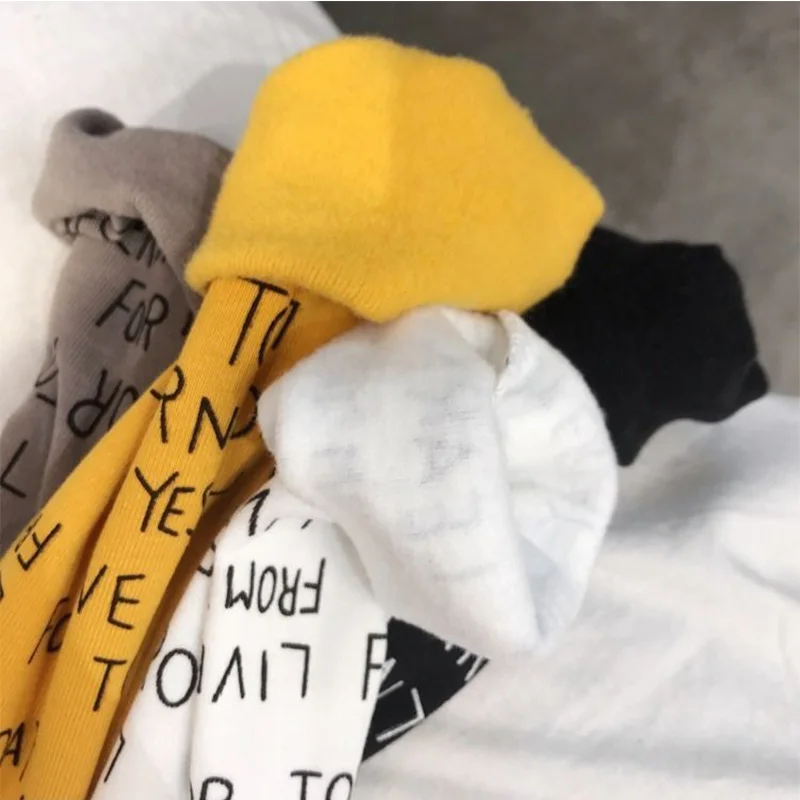 С высоким, плотно облегающим шею воротником вельветовый Джемпер Женская футболка модная детская рубашка с надписью в стиле Харадзюку женская футболка Повседневная модная эстетическое футболка