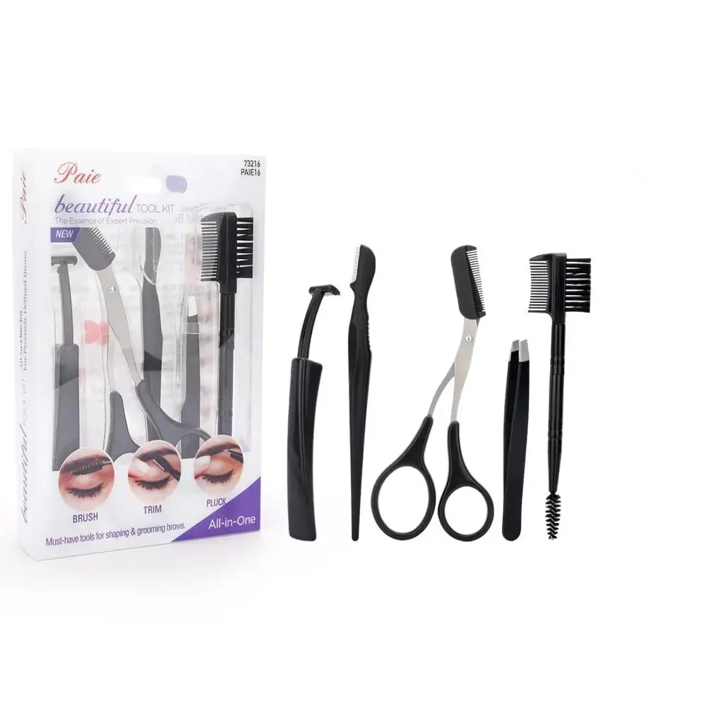 

5pcs/set Portable Stainless Steel Eyebrow Trimmer Scissors Brow Shaver Facial Hair Trimming Grooming Kit Makeup Tools for Women