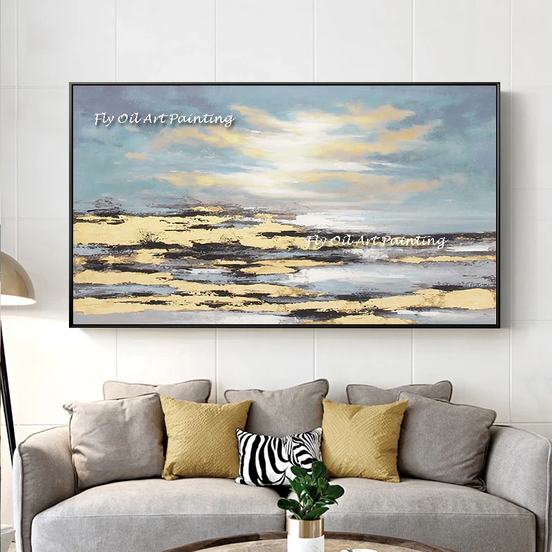

100% Handmade Sea View Sunny Abstract Painting Modern Art Picture Modern Cuadros Canvas Art High Quality for sitting room