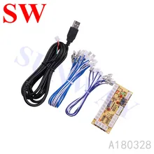 1 шт. DIY аркадный Комплект деталей Нулевая задержка игровой USB аркадный энкодер ПК в Sanwa Джойстик и 4,8 мм провода кабели и USB кабель