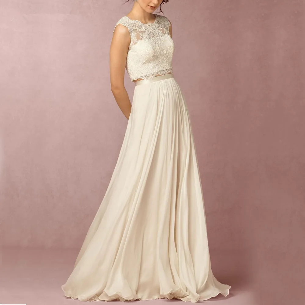 Vestido De noiva, два предмета, кружевные, бохо, вечерние, для выпускного вечера, без рукавов, модное платье De Mariage, платья подружек невесты