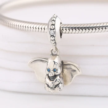 

Authentic S925 big ear Flying Elephant Dumbo Pendant Hanging Bead Charm fit Lady Bracelet Bangle DIY Jewelry
