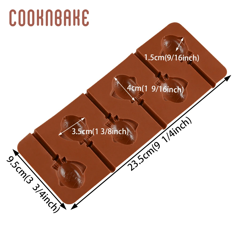 COOKNBAKE, леденец, силиконовая форма для рыбы, леденцы, конфеты, шоколад, 6 отверстий, сахар, леденец, форма для украшения торта, инструмент с палочкой