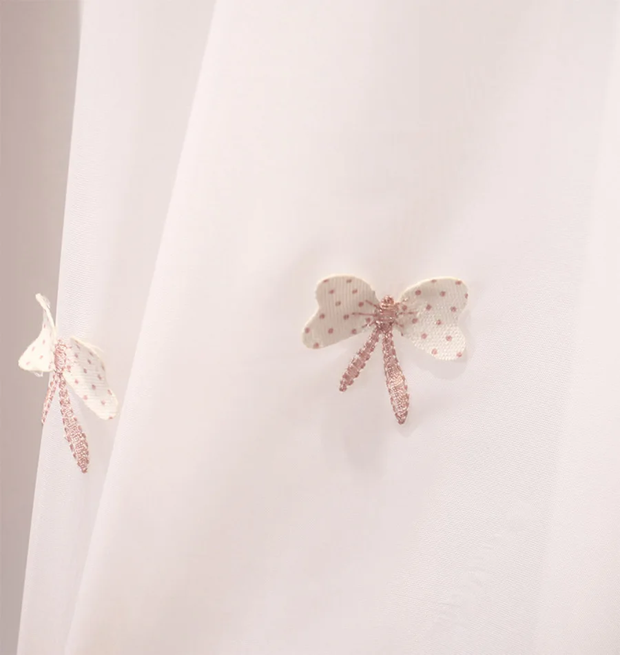 Розовая вышивка бабочка плавающий тюль для спальни Роскошный Розовый изоляционный затемненный панельный шторы для гостиной MY070-40